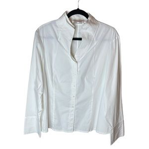 Soft Surroundings White Button Up Long Sleeve Classic Shirt Top Blouse Size XL